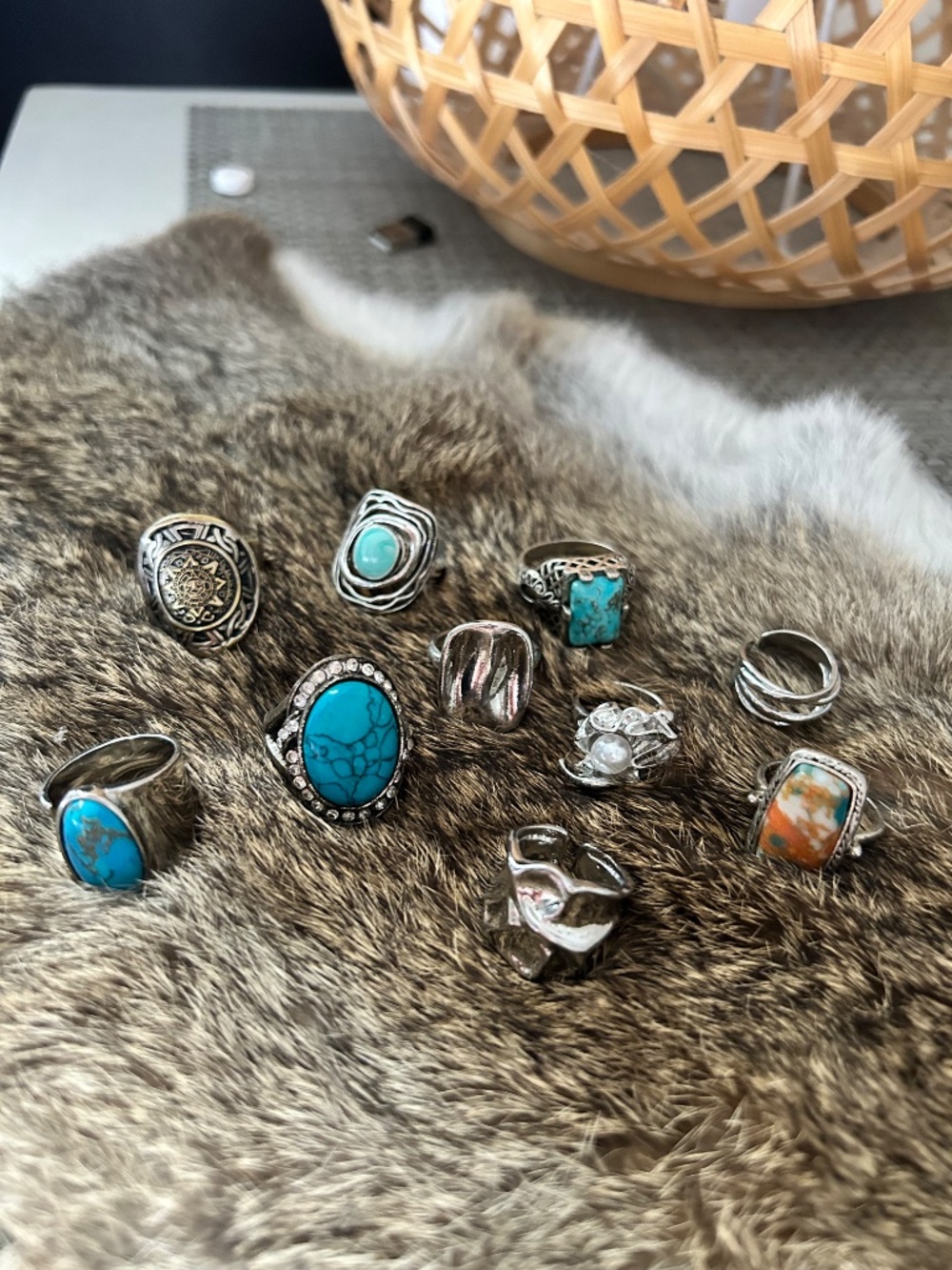 Assorted 10 Rings including Turquoise.